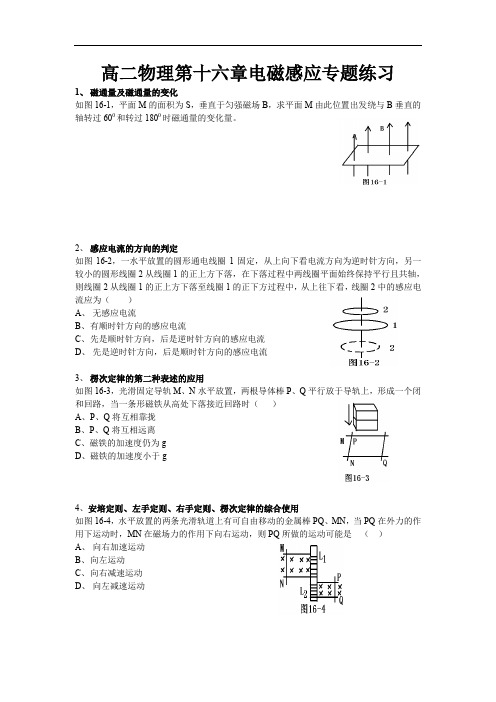 高二物理第十六章电磁感应专题练习.doc