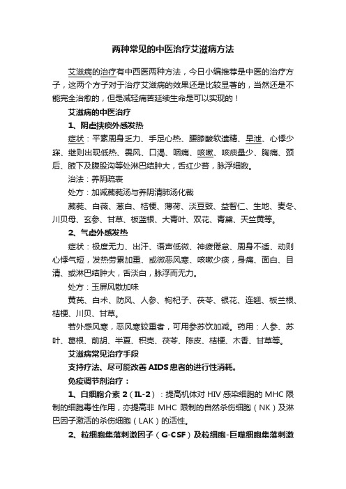 两种常见的中医治疗艾滋病方法