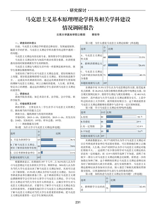 马克思主义基本原理理论学科及相关学科建设情况调研报告