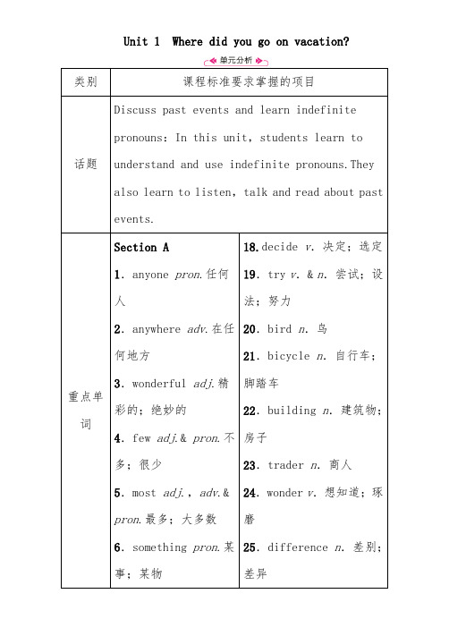 2018秋人教新目标八年级英语上册第一单元全部教案【精品】