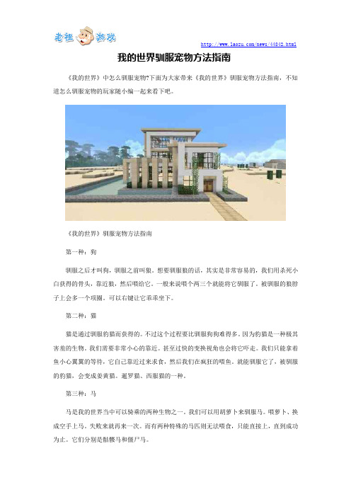 我的世界驯服宠物方法指南