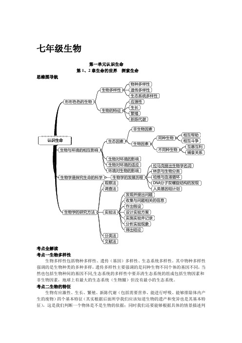 初中-生物-七年级-思维导图