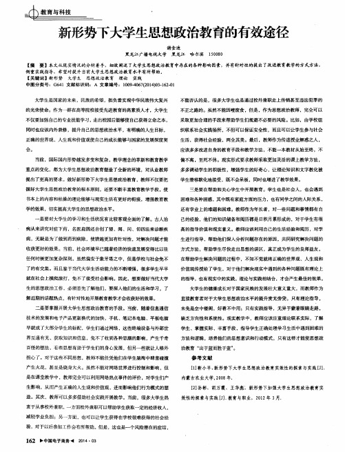 新形势下大学生思想政治教育的有效途径