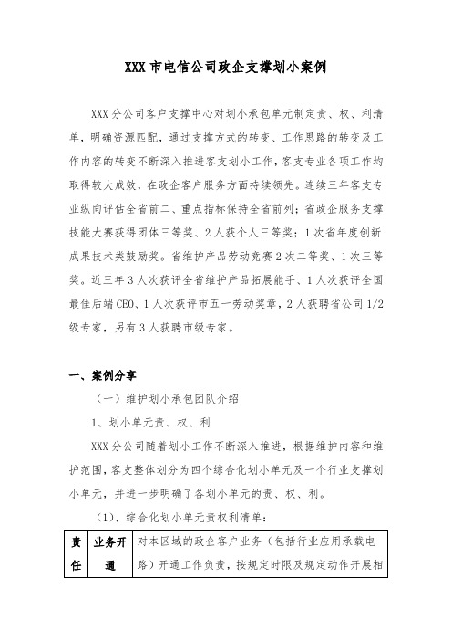 XXX市电信公司政企支撑划小案例
