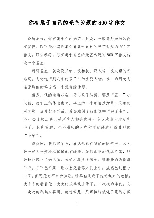优秀作文：你有属于自己的光芒为题的800字作文