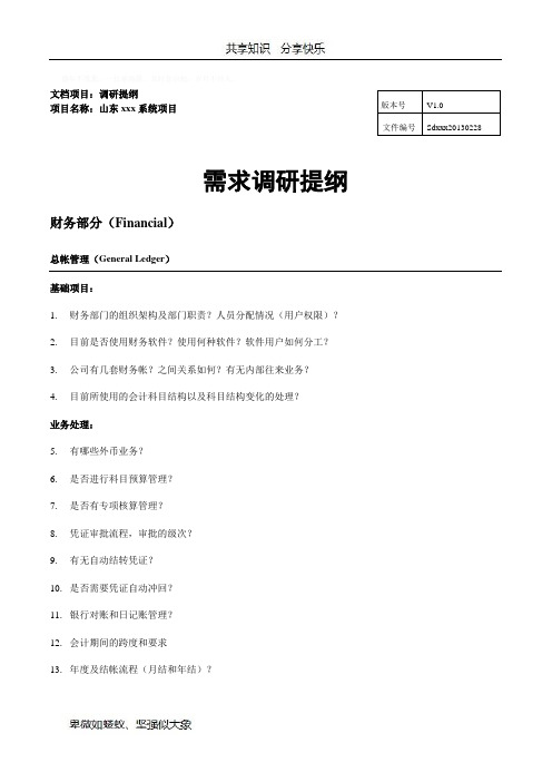 软件项目需求调研提纲10375