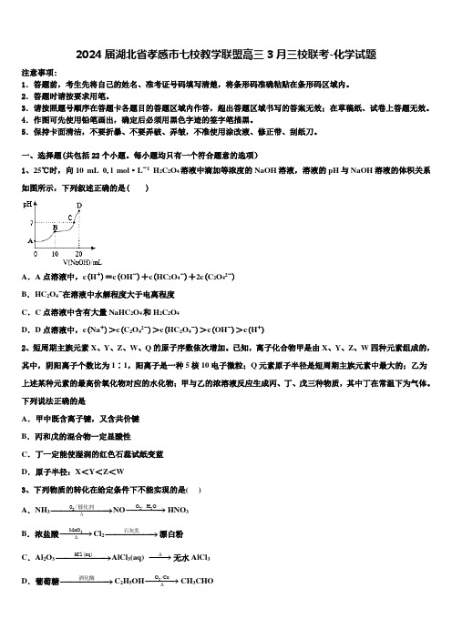 2024届湖北省孝感市七校教学联盟高三3月三校联考-化学试题含解析