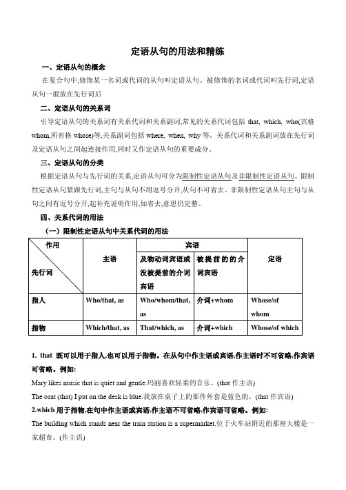 九年级初三英语定语从句完整归纳讲解及练习