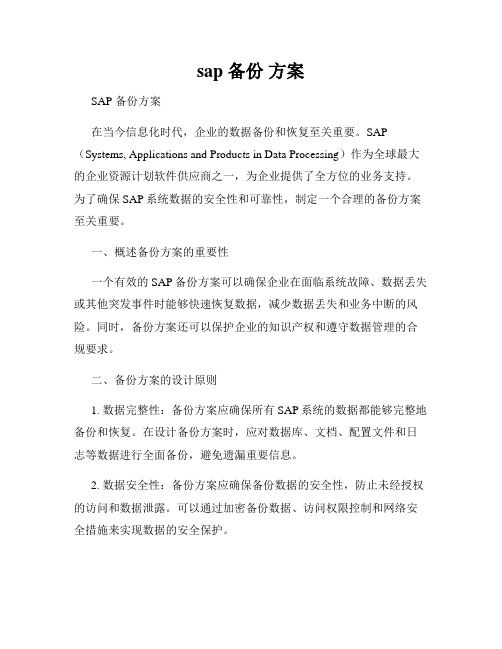 sap 备份 方案