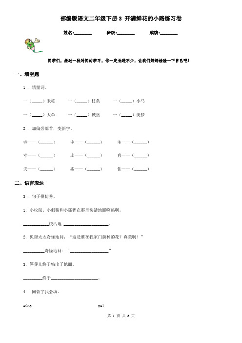 部编版语文二年级下册3 开满鲜花的小路练习卷 (新编)
