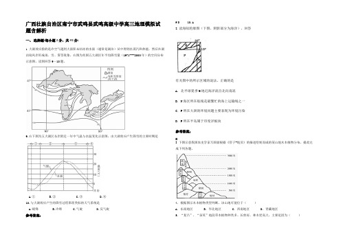 广西壮族自治区南宁市武鸣县武鸣高级中学高三地理模拟试题含解析