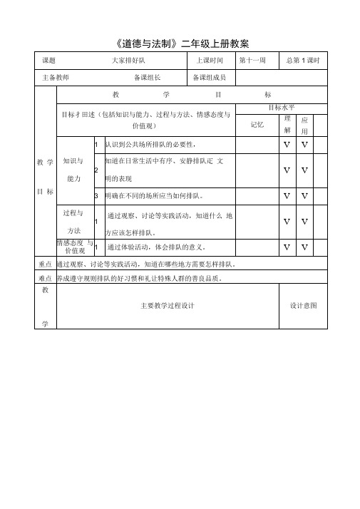 部编人教版小学道德与法治二年级上册《第三单元我们在公共场所11.大家排排队》优质课教学设计_3