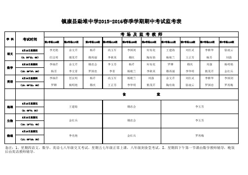 期中考试监考表