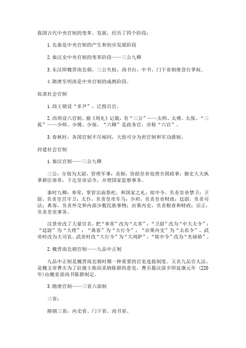 中国古代官制