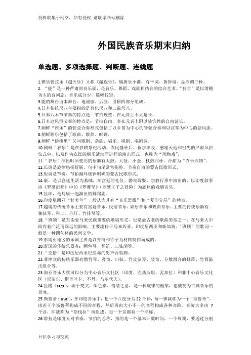外国民族音乐期末归纳