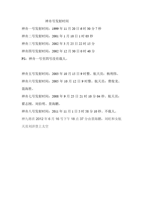 神舟号发射时间