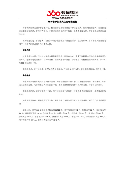 解析留学加拿大住宿环境预览