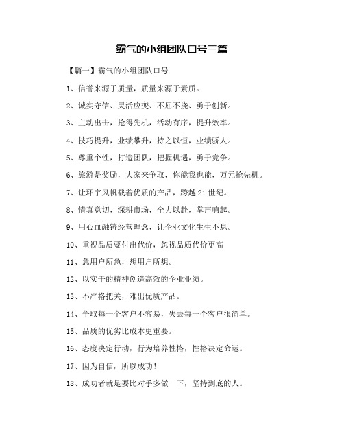 霸气的小组团队口号三篇