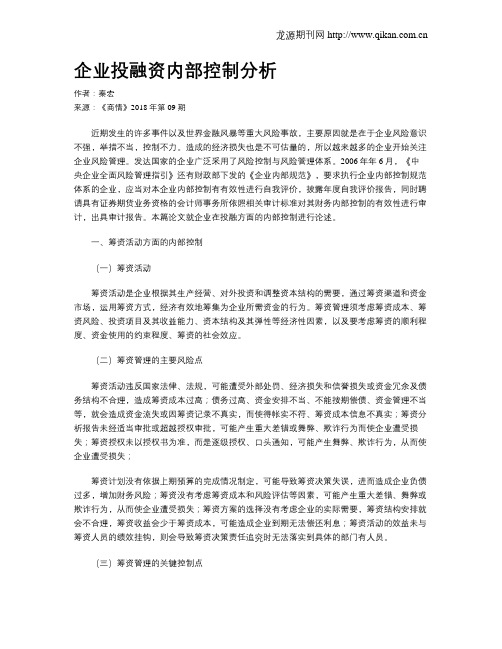 企业投融资内部控制分析