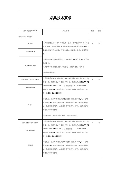 家具技术要求
