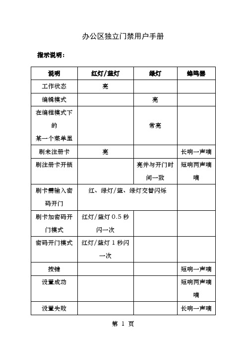 独立门禁机用户手册