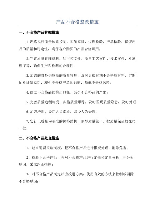 产品不合格整改措施