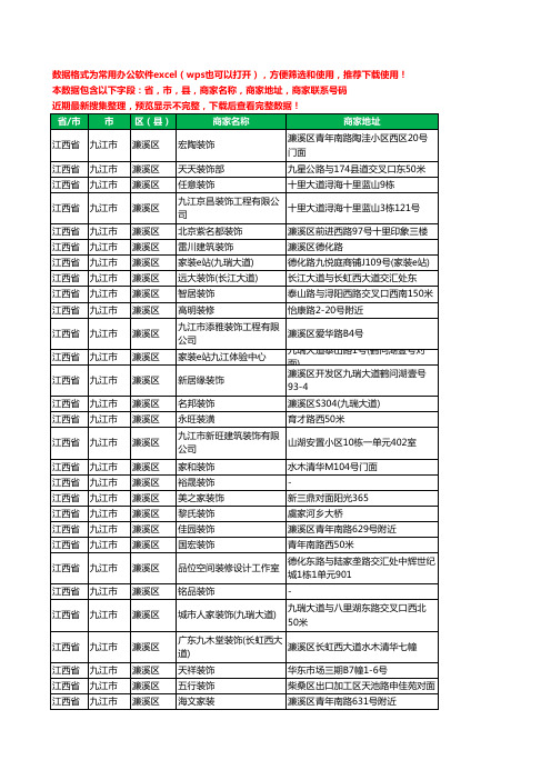 2020新版江西省九江市濂溪区装修工商企业公司商家名录名单黄页联系电话号码地址大全105家