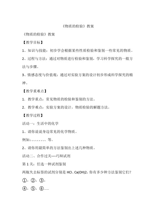 《物质的检验》教案