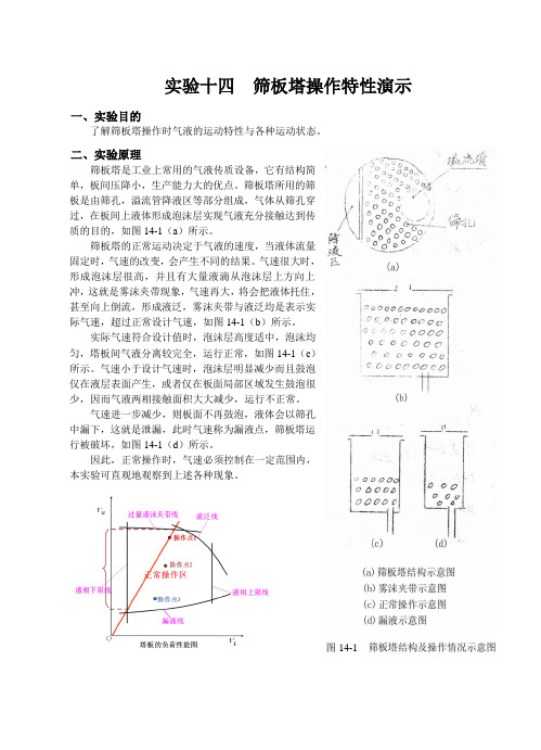 实验十四  筛板塔操作特性演示