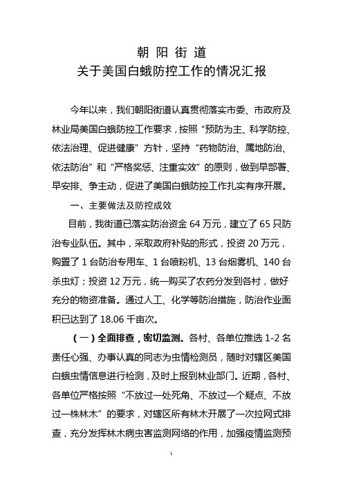朝阳街道美国白蛾防控工作情况汇报