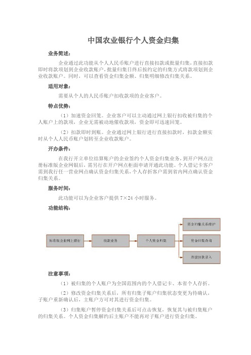 中国农业银行个人资金归集