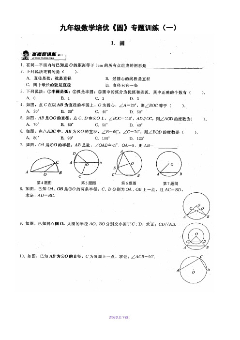 (生)九年级数学培优《圆》专题训练