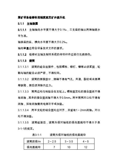 煤矿设备检修标准制度规定矿井提升机