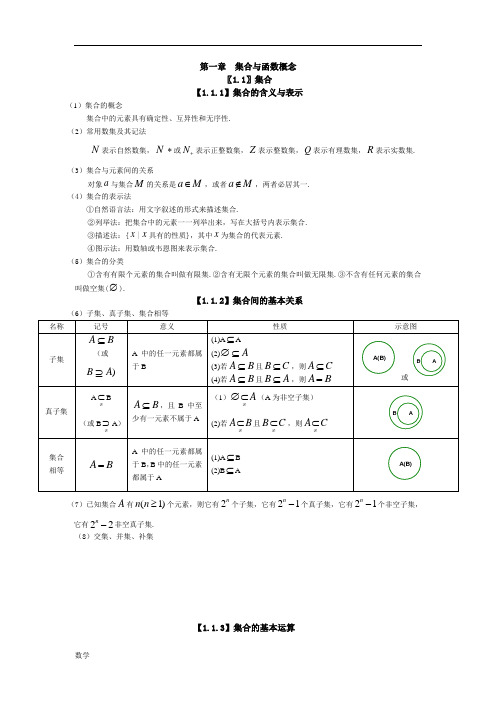 人教版高中数学必修一第一章知识点