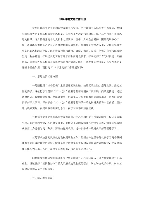 党支部工作计划