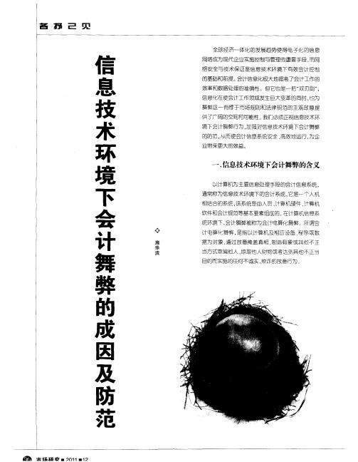 信息技术环境下会计舞弊的成因及防范