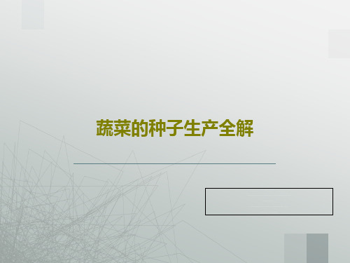 蔬菜的种子生产全解52页PPT