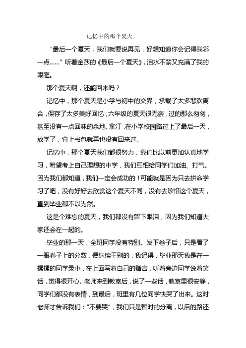 记忆中的那个夏天