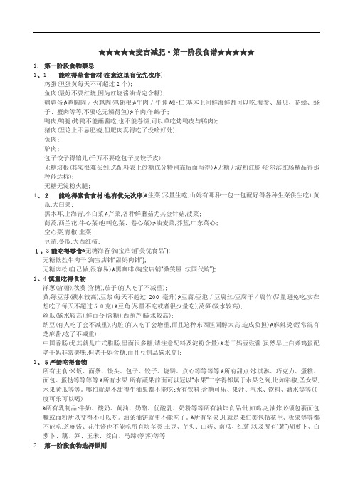 麦吉减肥法·第一阶段饮食禁忌及食谱参考