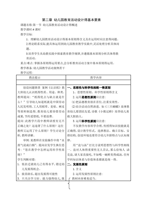 第二章 幼儿园教育活动设计得基本要素 教案