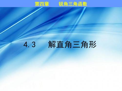 新湘教版九年级数学上册《解直角三角形》公开课课件