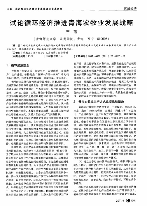 试论循环经济推进青海农牧业发展战略
