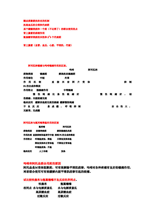 药理学思考题解析