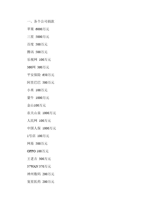 四川雅安地震捐款名单