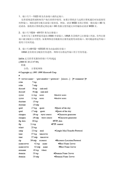 常用的IP端口号