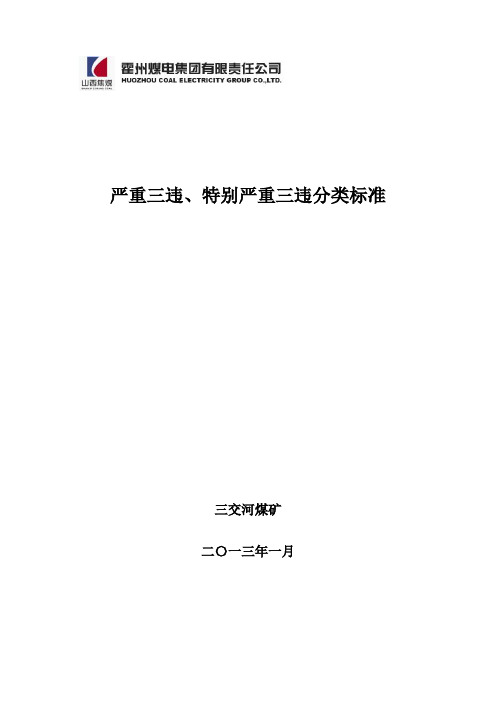 2013年严重三违及特别严重三违的分类标准