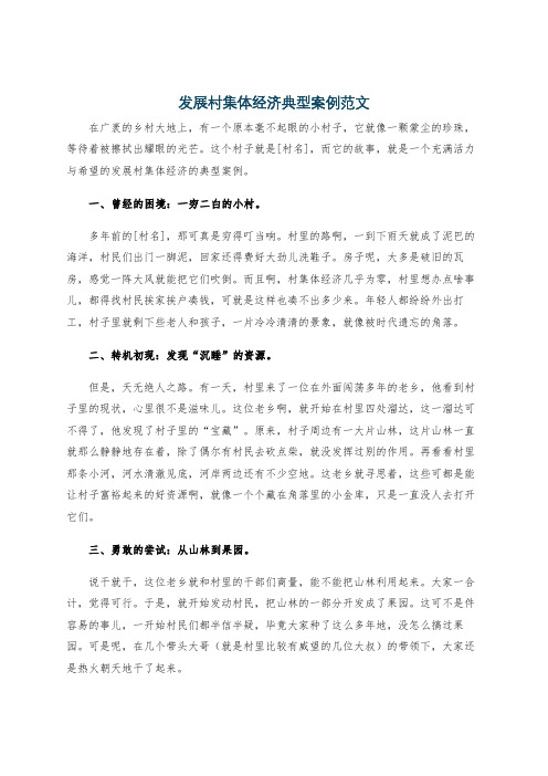 发展村集体经济典型案例范文