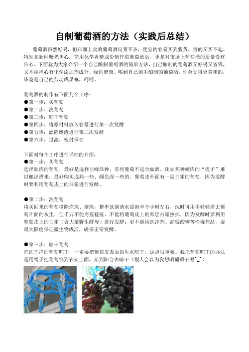 自制葡萄酒的方法(实践后总结)