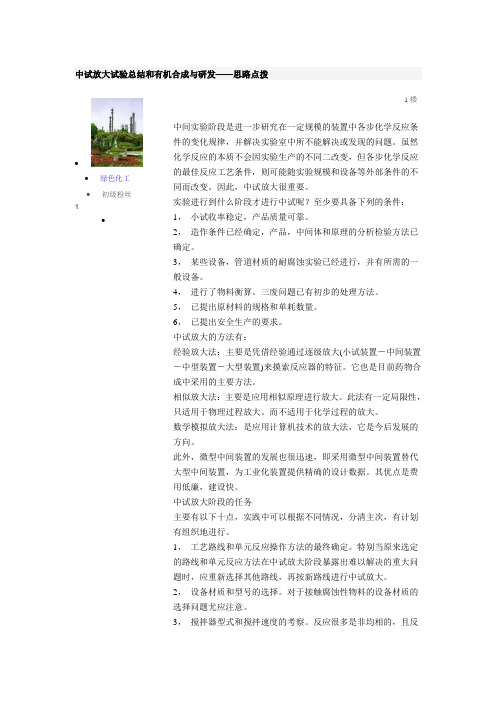 中试放大试验总结