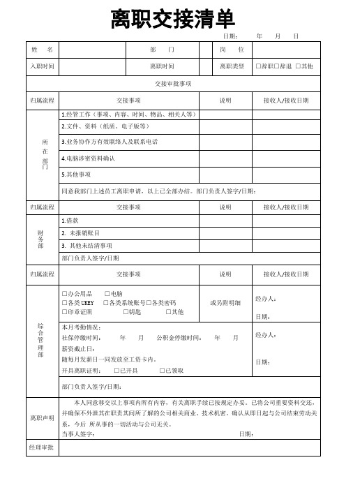087离职交接清单